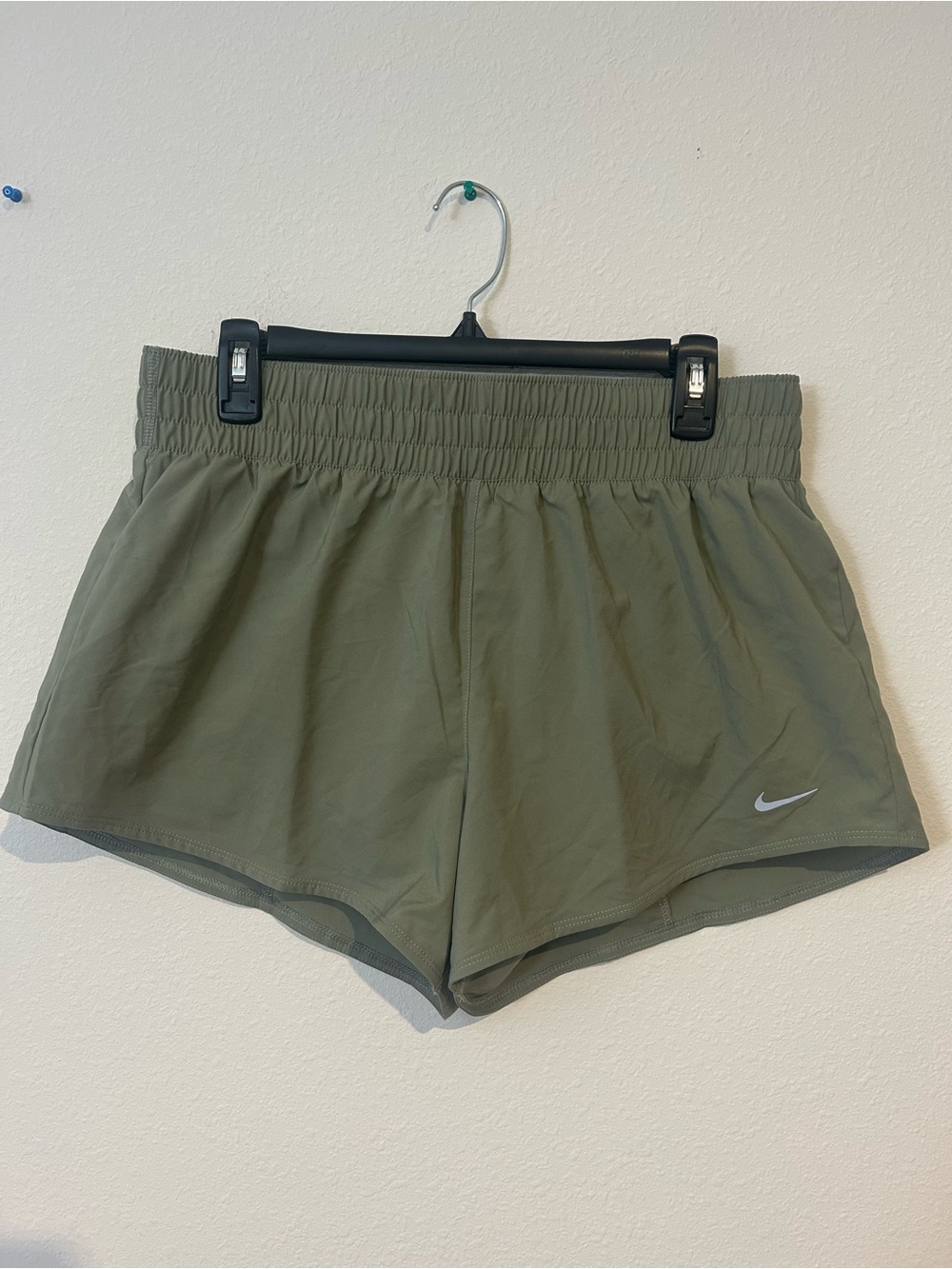 Nike Women's Olive Green Running Shorts with Elastic Waist